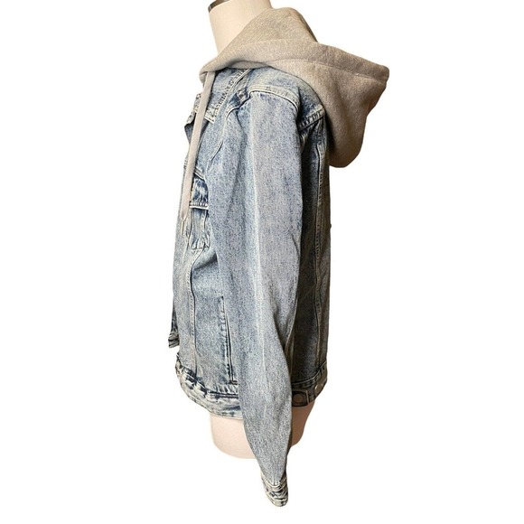 BlankNYC Men’s Jean Jacket Zip Off Hoodie NWT Medium Trucker Acid Wash - Picture 6 of 11